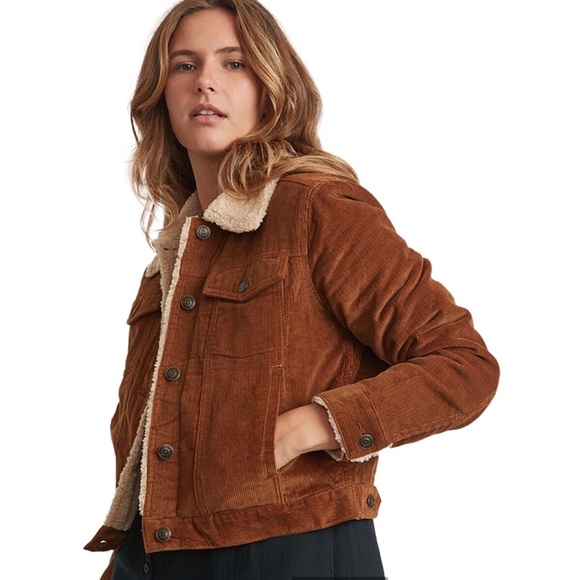 Marine Layer Sanders Cord Sherpa Jacket Corduroy in Monks Robe Brown Woman’s XS - Picture 3 of 16